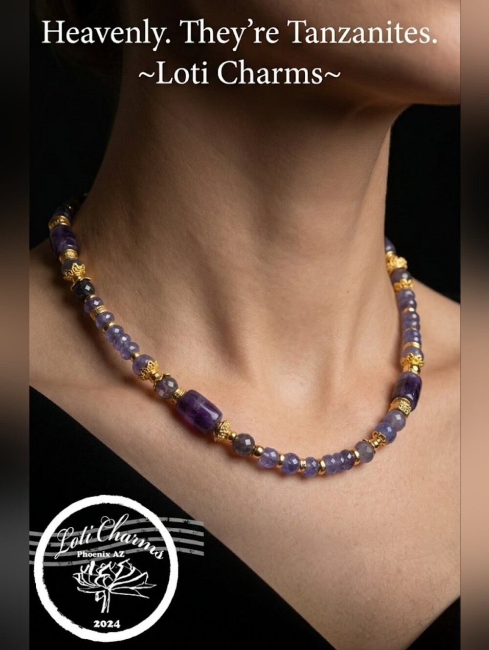 True Tanzanite In Expensive Looking Gold Necklace Or Choker